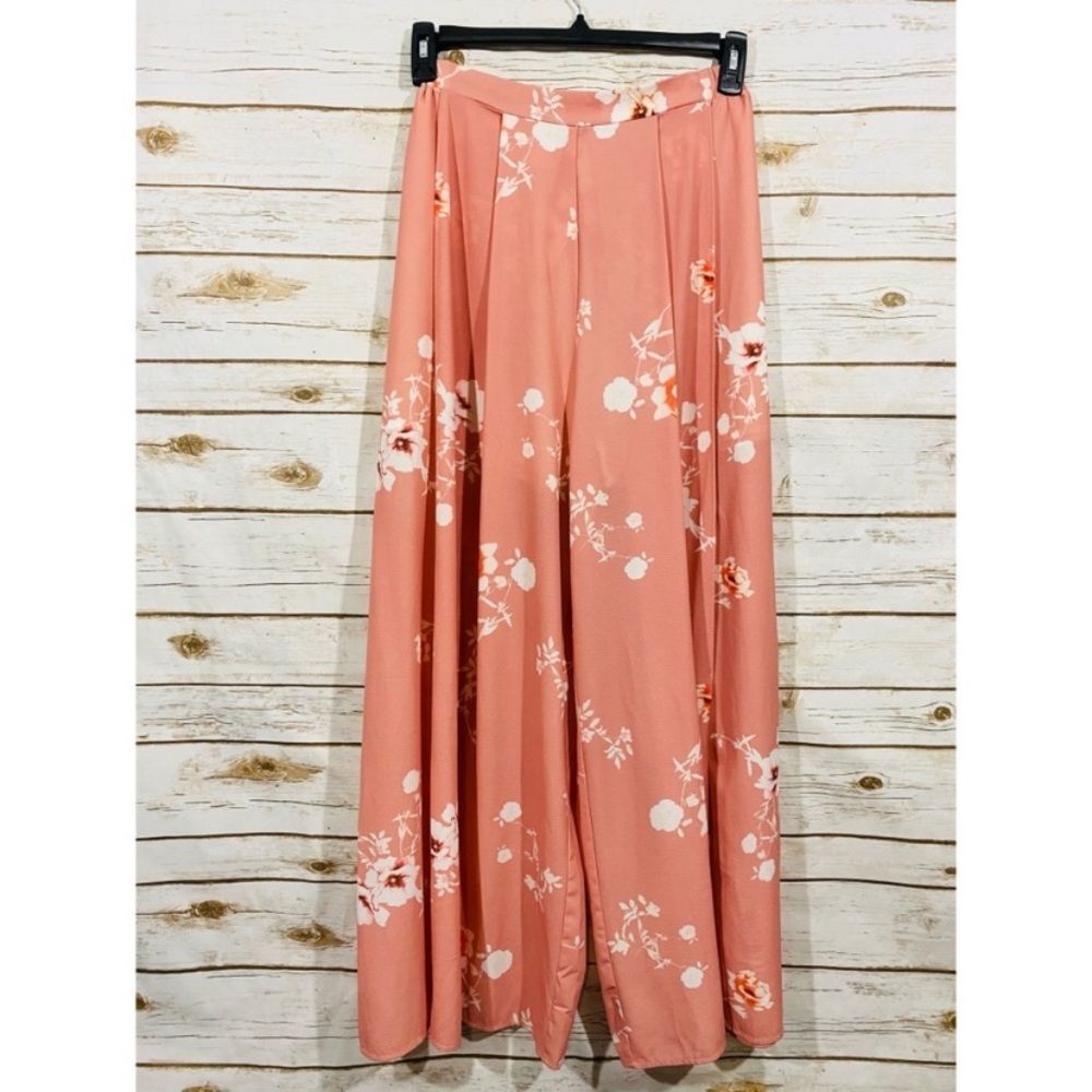 L'ATISTE women's floral elastic back pants with front slit size S